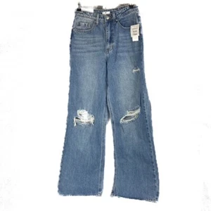 BP Jeans Womens Size 27  Vtg Light Destroyed High Rise Wide Leg Great Condition - Picture 1 of 9