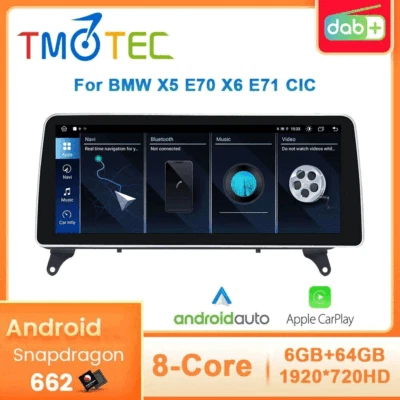 Für BMW CIC X5 E70 Autoradio 6+64GBGPS Nav RDS BT Linux CarPlay Android Auto - Bild 1 von 4