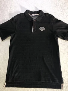 Harley Davidson Shirt Mens Large Black Polo Biker Embroidered Motorcycle Casual - Bild 1 von 18