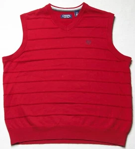 Mens large Chaps red striped V neck sweater vest - Picture 1 of 14