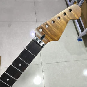 Mástil de guitarra de arce de llama tostado 22 trastes trastes de acero inoxidable tuerca de bloqueo reemplazar - Imagen 1 de 7