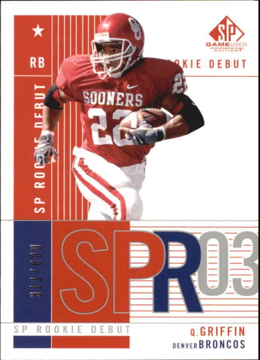 A9638- 2003 SP Game Used Edition #104 Quentin Griffin RC /600 - NM-MT - Image 1 of 2