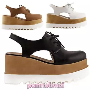 Damenschuhe Oxford Mokassins Geschnürt Keilabsätze Carrarmato Neu JH18-530 - Bild 1 von 4