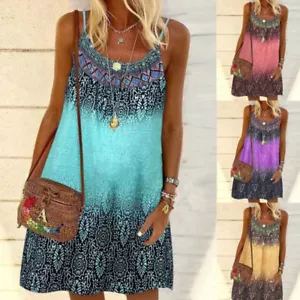 Sommerkleid Für Damen Trägerkleid Im Bohemian-Stil Strandkleid Übergröße ✼ ≌ - Picture 1 of 14