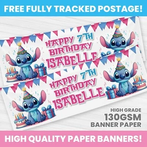 BANNER DE CUMPLEAÑOS DE PUNTADAS PERSONALIZADO CUALQUIER NOMBRE FOTO FIESTA PANCARTAS NIÑA NIÑO - Imagen 1 de 3
