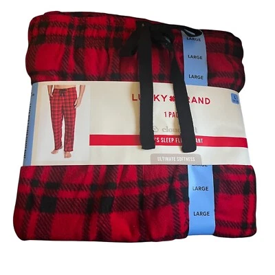 Lucky Brand Mens Size Large Pajama Pants Cloud Fleece Drawstring Waist Sleep - Image 1 of 4