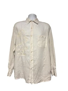 Tori Richard 100% Linen Men’s Long Sleeve Shirt With Embroidered Dragon L - Picture 1 of 9