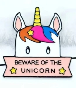 Unicorn - "Beware of the Unicorn" enamel pin - Aust Stock - Free Au Postage - Picture 1 of 1