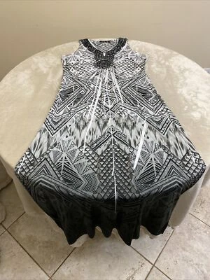 Apt. 9 Womens Gray Geometric Sleeveless V-Neck Stretch Maxi Dress Large - Image 1 of 4