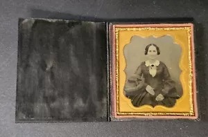 Sixth Plate Cased Antique Ambrotype Portrait 19th Century Victorian Woman NICE! - Picture 1 of 7