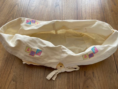 ABC Blocks Beige Cotton Basket Liner W/ Tie Fits Basket Size 11x7.5 Cover