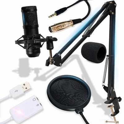 Studio Mikrofon Microphone Aufnahmeset Podcast Musik Microphone Set Schwarz Reto - Bild 1 von 4