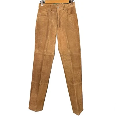 Bernardo Vintage Women’s Tan Suede Leather High Rise Straight Pants Size 4 - Image 1 of 4
