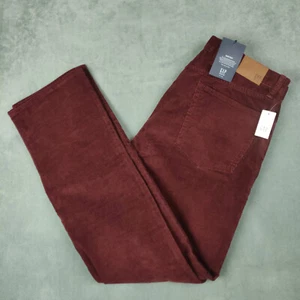 NUOVO Gap Denim Flex pantaloni in velluto a coste uomo 36x34 bordeaux 5 tasche gamba dritta nuovo con etichette - Foto 1 di 15