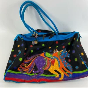 Laurel Burch Large Duffle Travel Bag Horses Bright Colorful Canvas - Picture 1 of 15
