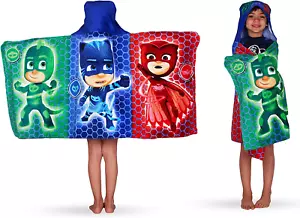 PJ Masks Bath/Pool/Beach Soft Cotton Terry Hooded Towel Wrap, 24" x 50", By Kid - Picture 1 of 6