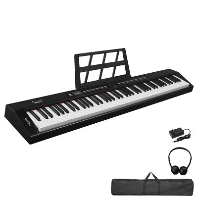 GLARRY 88 Tasten Bluetooth Elektrisches Keyboard E-piano mit Kopfhörer Pedal Tasche