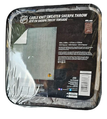 Chicago Blackhawks Cable Knit Sweather Blanket Throw Soft Cover