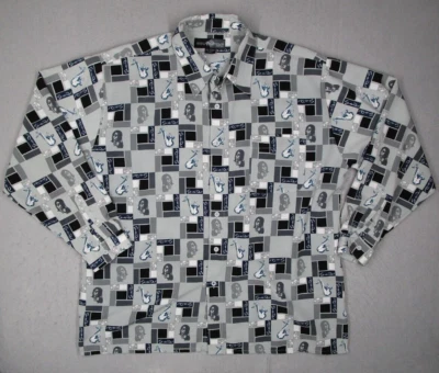 Vintage Southpole Shirt Mens Extra Large Gray Button Up AOP Miles Davis Y2K - Image 1 of 4