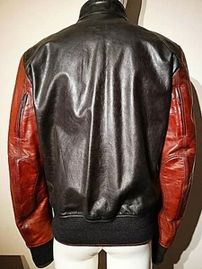 Matchless Ex Belstaff Circular Road Antique Black & Red Leather Bomber Jacket L - Picture 1 of 10