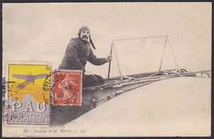 CPA BLERIOT mit VIGNETTE 1910 SCHULE PAU LUFTFAHRT gestempelt Cinderella Label - Bild 1 von 3