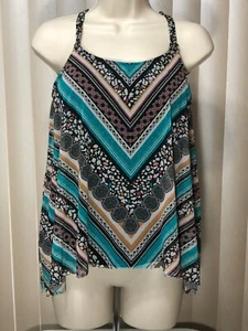 Coco Reef Underwire Tankini 32D T Back Swim Top Mesh Asymmetrical Overlay U53035 - Picture 1 of 10