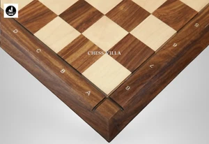 21" Drueke Style Wooden Chess Board- Golden Rosewood & Maple Wood with Notations - Picture 1 of 6
