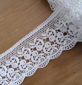 5 - 8 Yards 2.5" - 3" Wide Vintage Cotton Crochet Lace Trims Ivory zhm30 - Picture 1 of 5