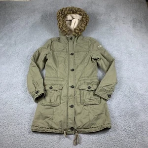 Chaqueta De Colección Abercrombie & Fitch Mujer Mediana Verde Parka Sherpa Años 90 Piel Capucha - Imagen 1 de 17