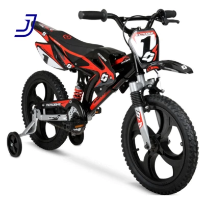 Bicicleta Mag Wheels 16" para niños con ruedas de entrenamiento suspensión negra/roja unisex edades 5-7 Foto 1 de 4