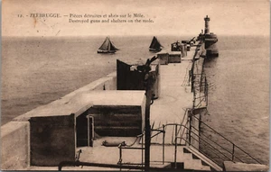 Belgium Zeebrugge Destroyed Guns Shelters on the mole WWI Vintage Postcard B148 - Picture 1 of 2