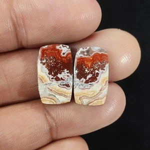 16.00 Cts Natural Rectangle Rosetta Jasper Meditation Cabochon Pair 17X10X3.5 MM - Picture 1 of 6