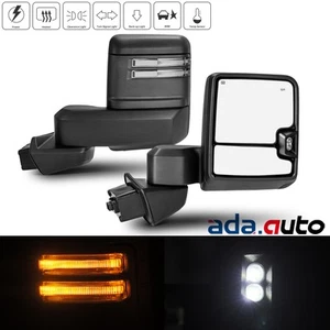 Pair Black Towing Mirrors Fits 2019-2023 Chevy Silverado 1500 Power Heated+BSM - Picture 1 of 8
