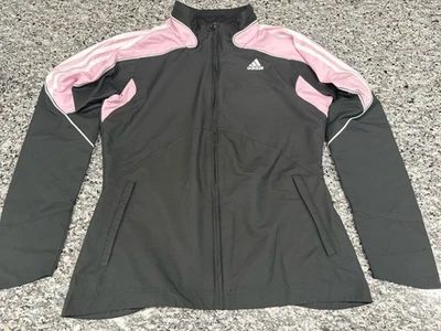 ADIDAS WOMENS PINK & BLACK WINDBREAKER JACKET, FULL-ZIP W/POCKETs Sz. Small - Image 1 of 4