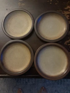 Set Of 4 Heath Ceramics Vintage 9.5" Rim Side Salad Plates Tan Brown - Picture 1 of 4