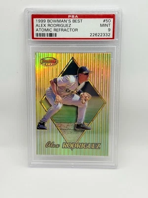Bowman's Best Atomic Refractor #50 1999 Alex Rodriguez SP 50/100 PSA 9 como nuevo Foto 1 de 2