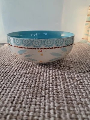 Tazón de sopa/cereal Temptations by Tara Ovenware azul aguamarina floral del viejo mundo de 6,5" Foto 1 de 4