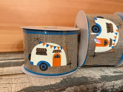 Casa rodante cámper cinta con cable 2,5 pulgadas x 10 yardas naranja azul remolque de viaje camping corona Foto 1 de 4