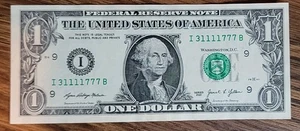 🔥 4 of a Kind And A Triple-Trinary 31111777 2021 1 $ Dollar Schein Fancy Serial - Bild 1 von 3