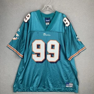 Vintage Adidas Team Miami Dolphins Jason Taylor Jersey #99 Aqua Mens 2XL - Picture 1 of 10