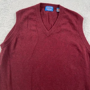Pendleton Sweater Vest Mens Large Red Lambs Wool Knit Grandpa Academic Casual - Picture 1 of 11