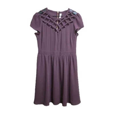Xhilaration A Line Dress Plum Short Flutter Sleeve Zipper Criss Cross Y2K Small - Image 1 of 4