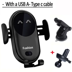 Qi Car Phone Holder Wireless Charger Infrared Sensor Black - Picture 1 of 7