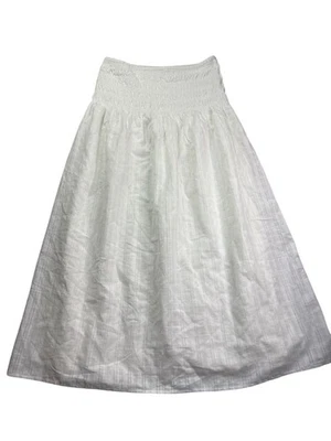 No Boundaries White Midi Skirt Smocked Waist XS (0-2) Gauzy Sheer Cotton Lined - Image 1 of 4