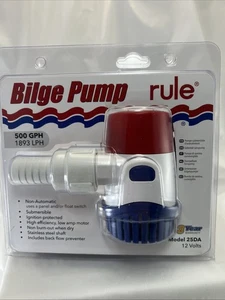 Rule Bilge Pump 500GPH 1893LPH Model 25DA 12 Volts Submersible New In Package - Bild 1 von 10