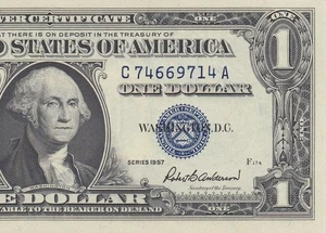 1957 UNITED STATES SILVER CERTIFICATE $1 "C" (( GEM UNC )) - Picture 1 of 6