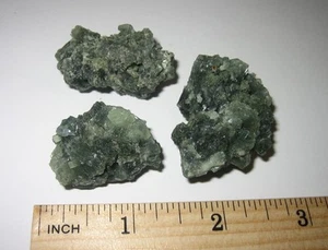 3 NATURAL DARK GREEN 1.1"- 1.3" PREHNITE CRYSTAL CLUSTERS FROM MOROCCO 56.9grams - Picture 1 of 7