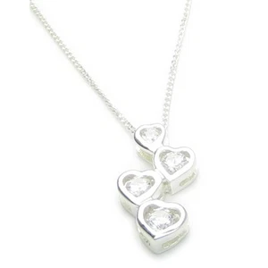 Ciondolo cuore CZ su catena in argento sterling da 16 pollici .925 Hearts Love! - Foto 1 di 5