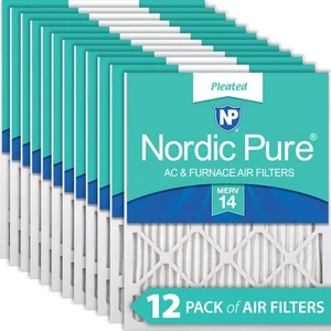 18x24x1 (17_1/2x23_1/2) Pleated MERV 14 Air Filters 12 Pack - Picture 1 of 7