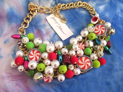 BETSEY JOHNSON Authentic Holiday Candy BIB Pendant Necklac NWT - Image 1 of 4